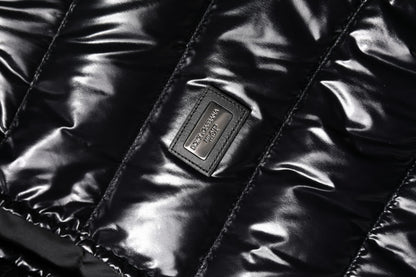 Chaqueta acolchada con cremallera completa y logo de Dolce & Gabbana negra
