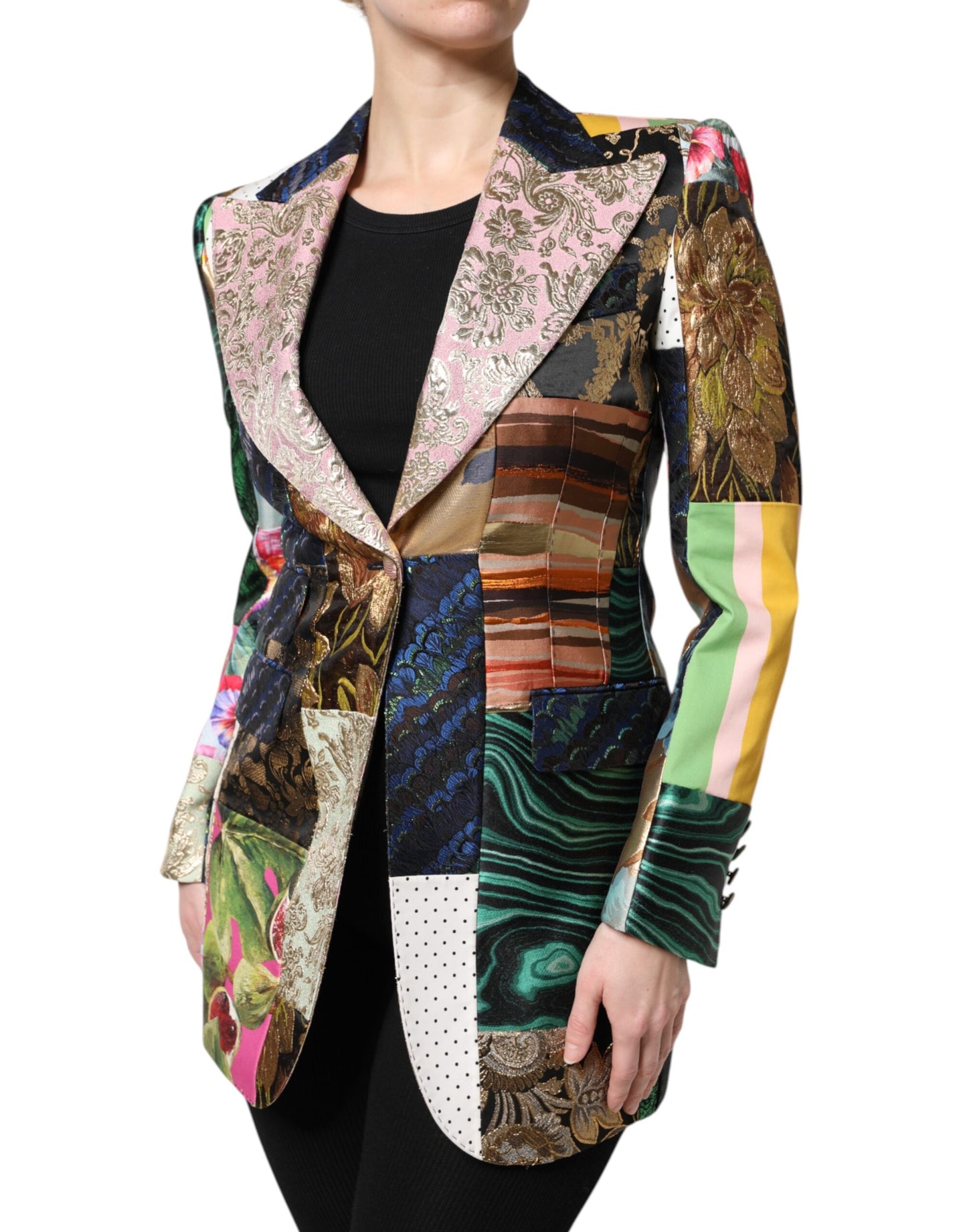Chaqueta de jacquard con patchwork floral multicolor de Dolce & Gabbana