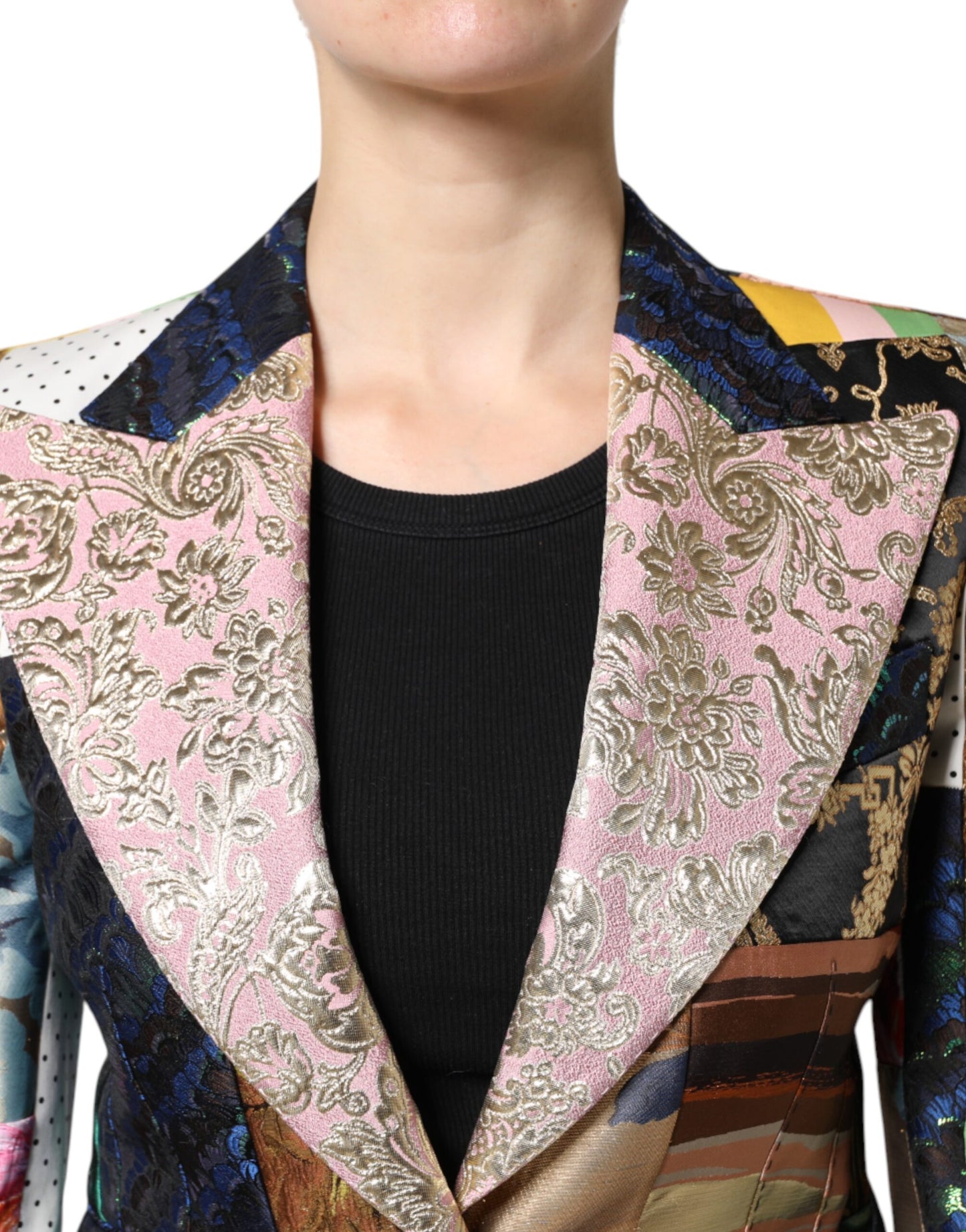 Chaqueta de jacquard con patchwork floral multicolor de Dolce & Gabbana