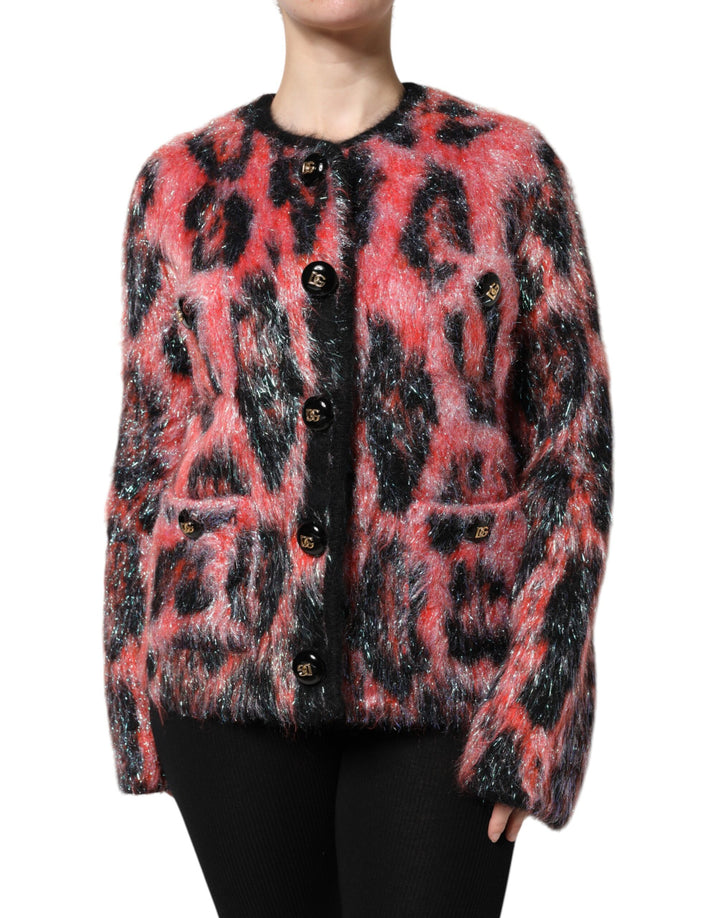 Dolce & Gabbana Red Mohair Wool Button Down Cardigan Sweater