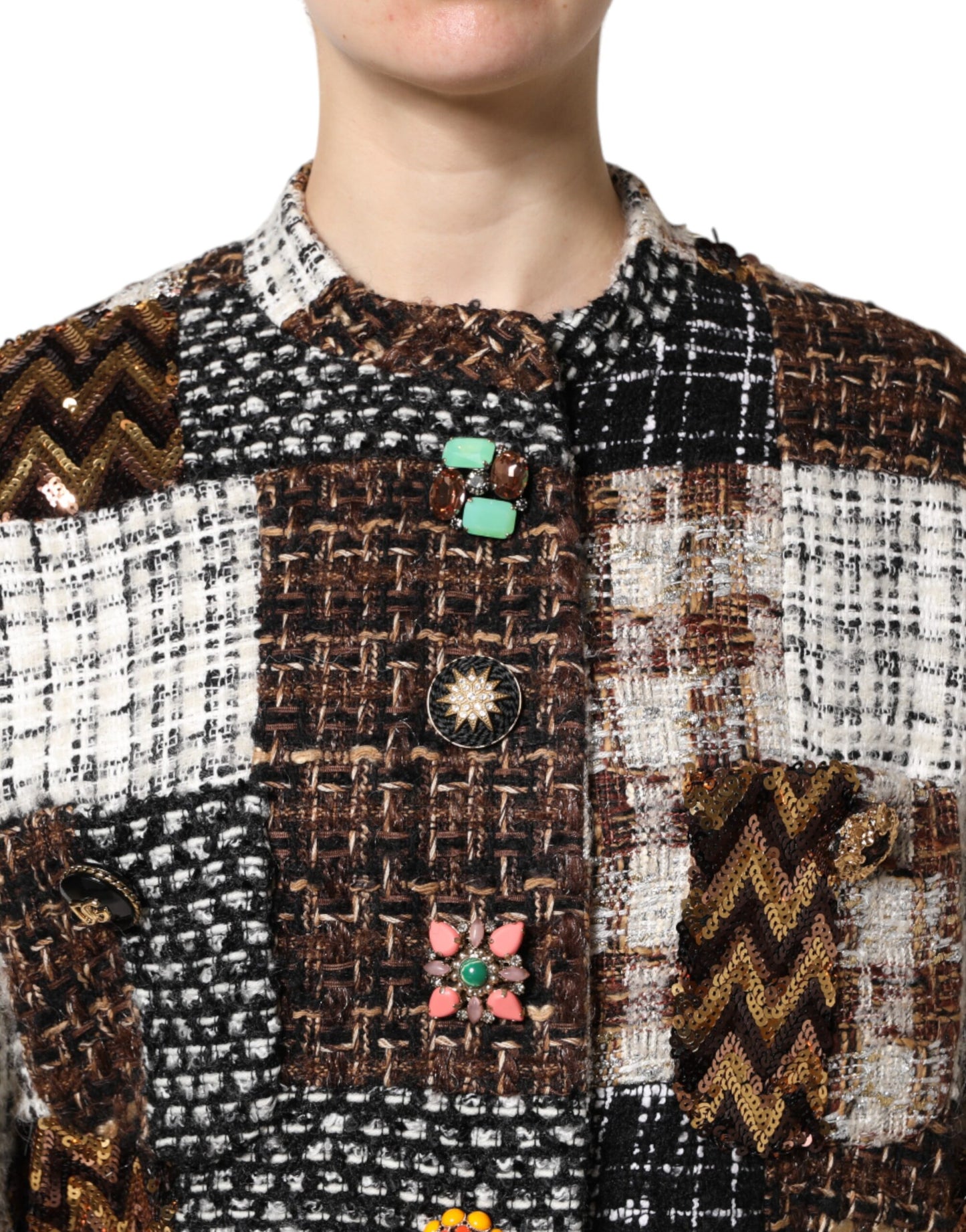 Chaqueta abotonada Dolce & Gabbana de patchwork multicolor