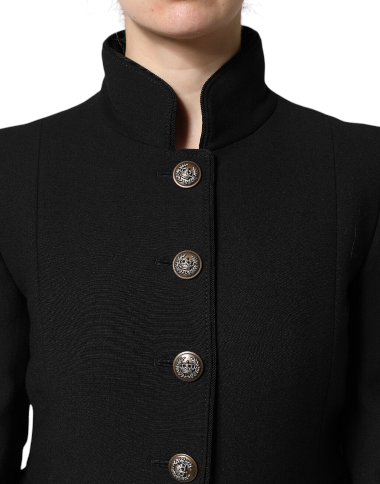 Dolce & Gabbana Abrigo de trinchera de lana negra de botonadura sencilla