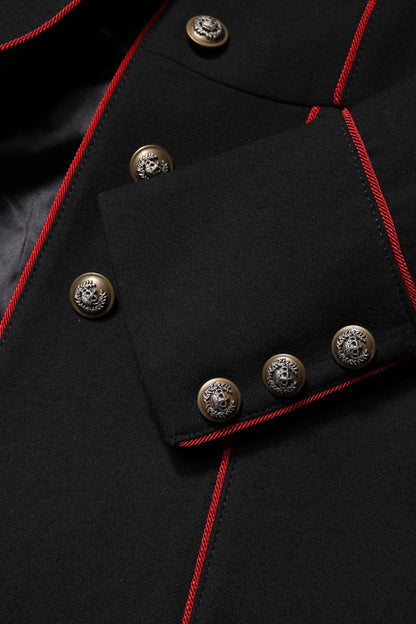 Veste Trench Coat Simple Boutonnage en Laine Noire Dolce & Gabbana