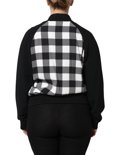 Chaqueta con botones de cuadros en blanco y negro y estampado floral de Dolce & Gabbana