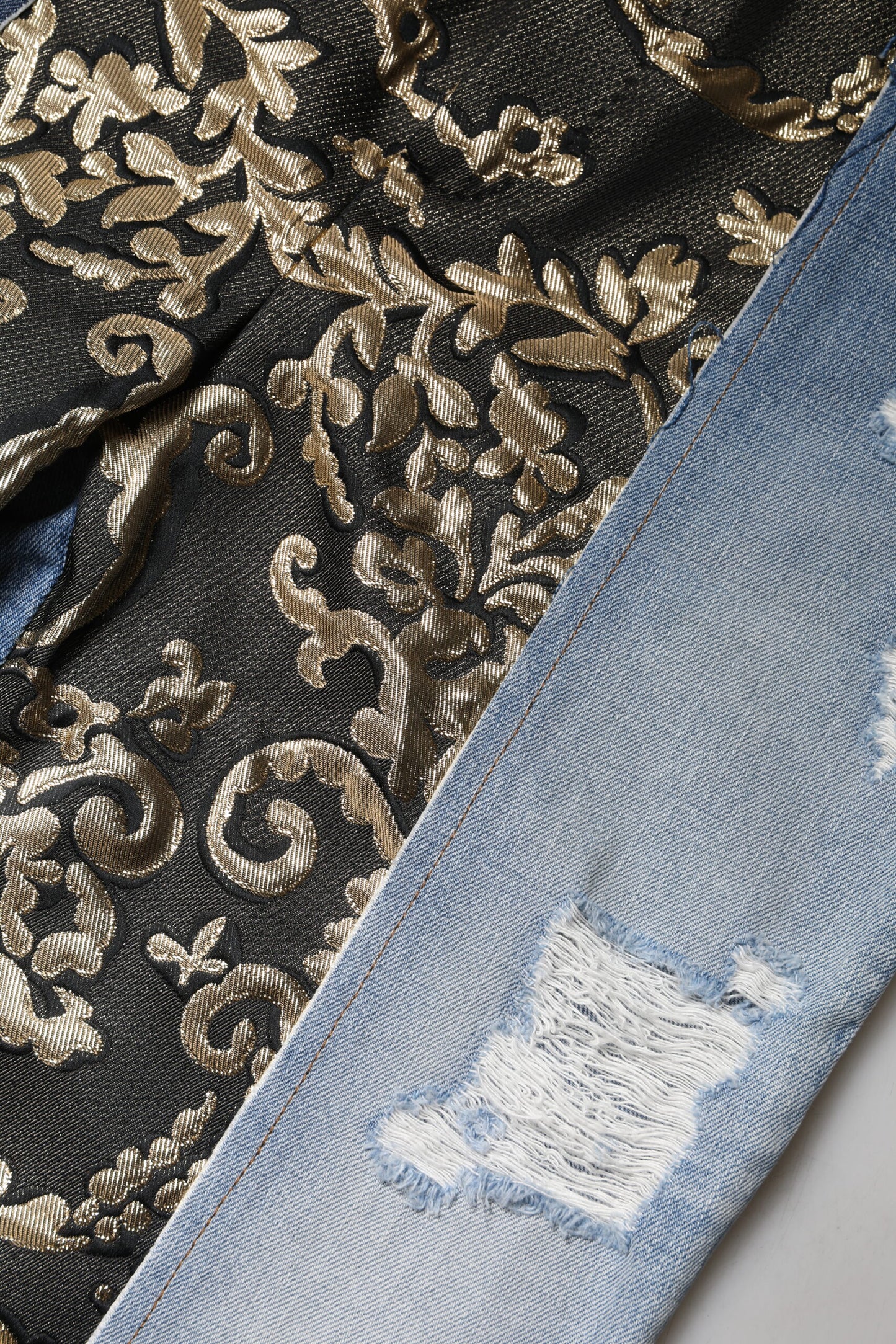 Jean en denim taille haute patchwork multicolore Dolce & Gabbana
