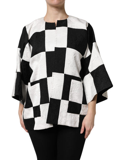 Blazer de esmoquin de jacquard patchwork blanco y negro de Dolce & Gabbana