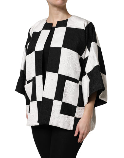 Blazer de esmoquin de jacquard patchwork blanco y negro de Dolce & Gabbana