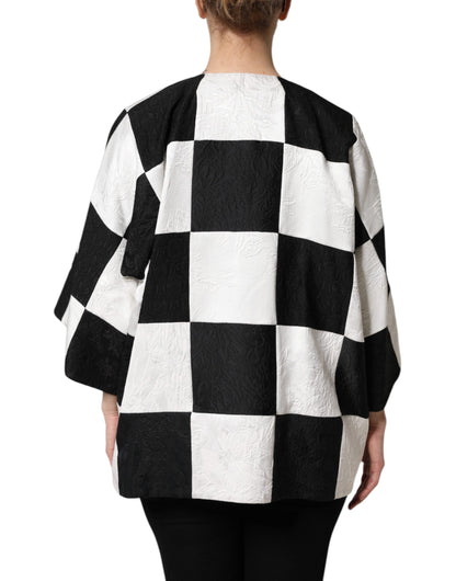 Blazer de esmoquin de jacquard patchwork blanco y negro de Dolce & Gabbana