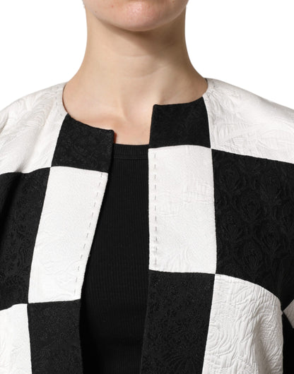 Blazer de esmoquin de jacquard patchwork blanco y negro de Dolce & Gabbana
