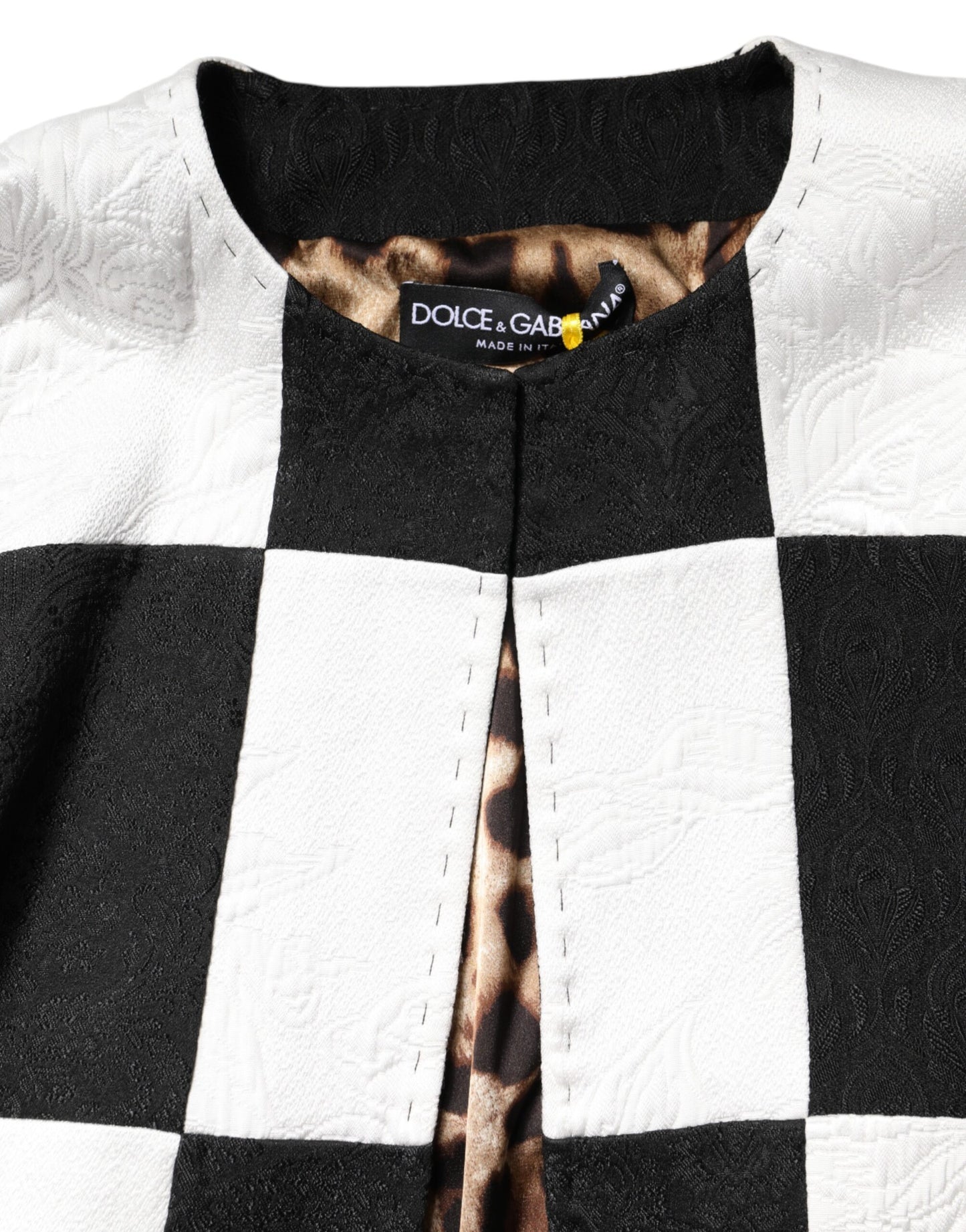Blazer de esmoquin de jacquard patchwork blanco y negro de Dolce & Gabbana