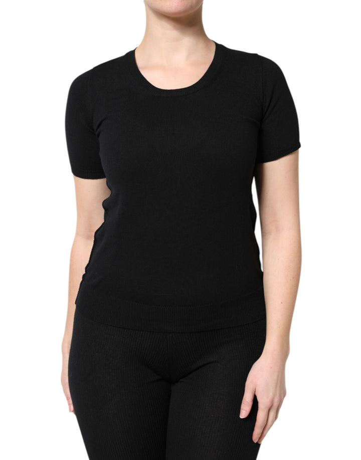 T-shirt Dolce & Gabbana en coton noir, col rond, manches courtes