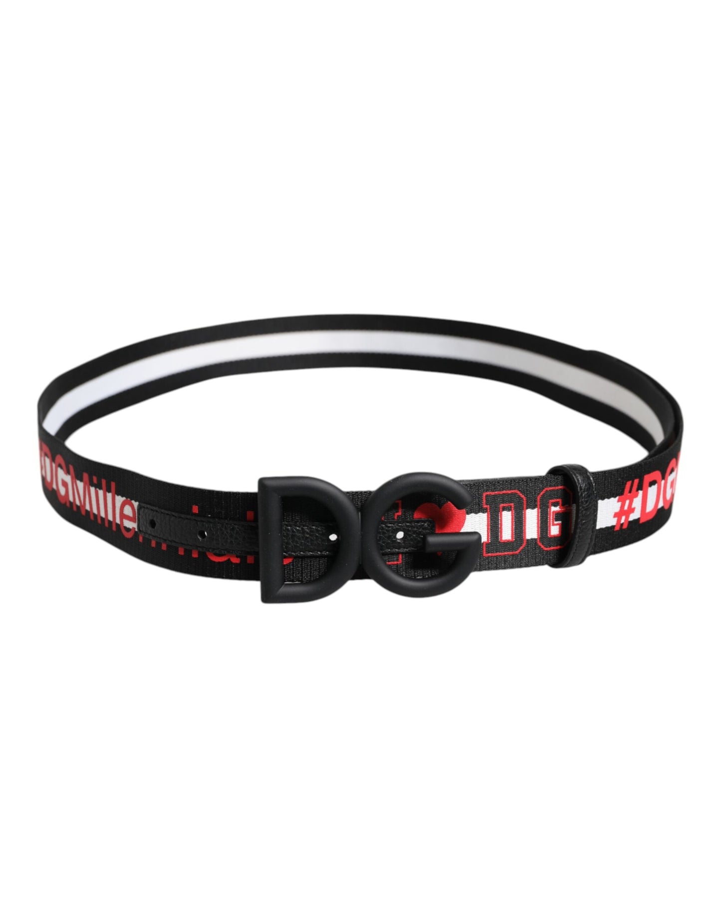 Ceinture Dolce & Gabbana en polyester noir avec boucle DG et logo imprimé