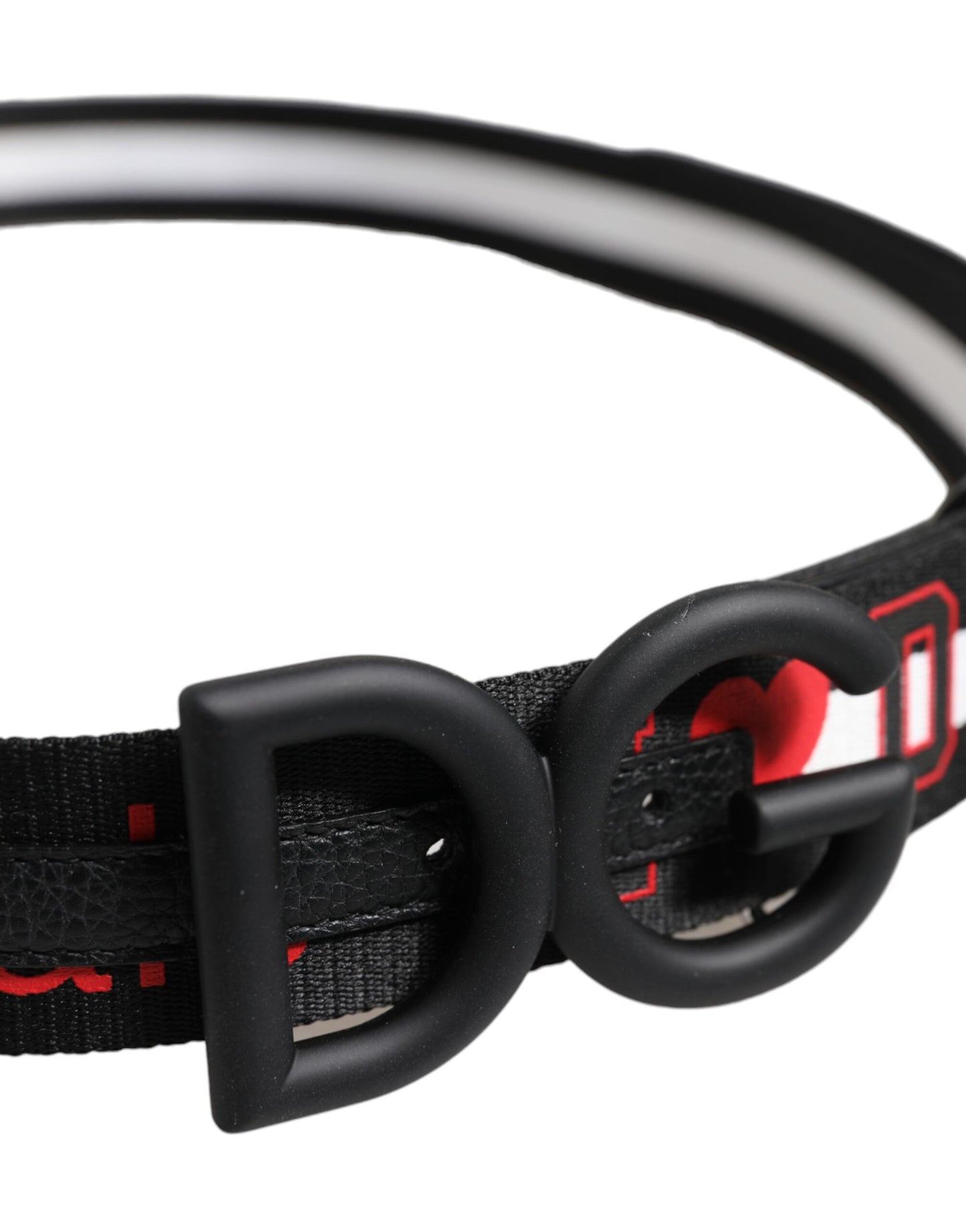 Ceinture Dolce & Gabbana en polyester noir avec boucle DG et logo imprimé