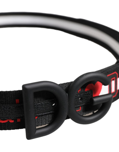 Ceinture Dolce & Gabbana en polyester noir avec boucle DG et logo imprimé