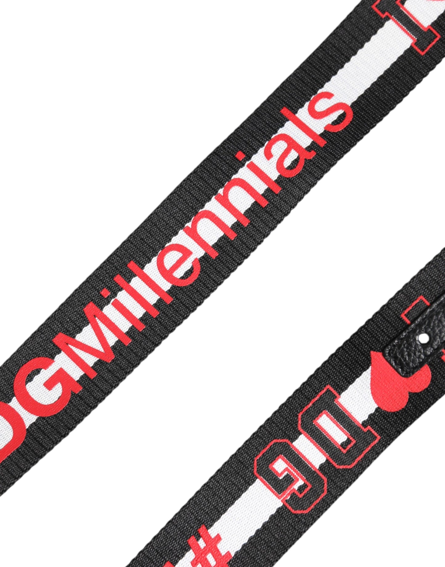 Ceinture Dolce & Gabbana en polyester noir avec boucle DG et logo imprimé