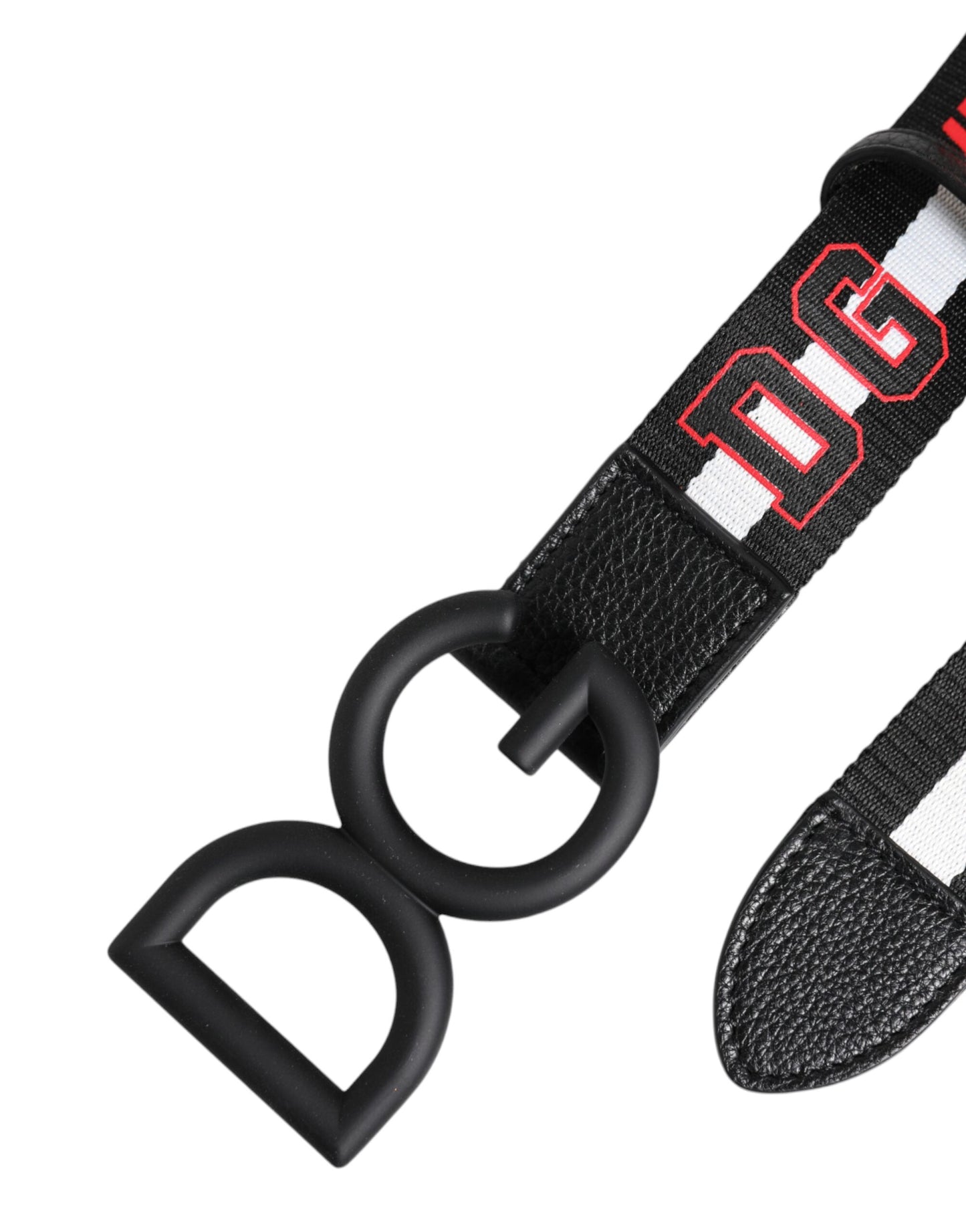 Ceinture Dolce & Gabbana en polyester noir avec boucle DG et logo imprimé