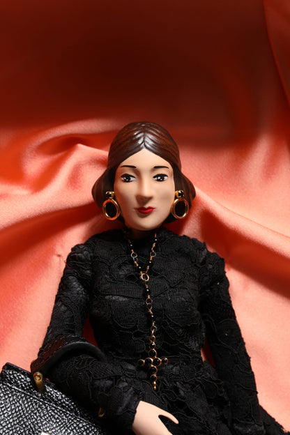 Dolce & Gabbana Robe Noire Céramique Porcelaine Mode Cuir Sicile Poupées