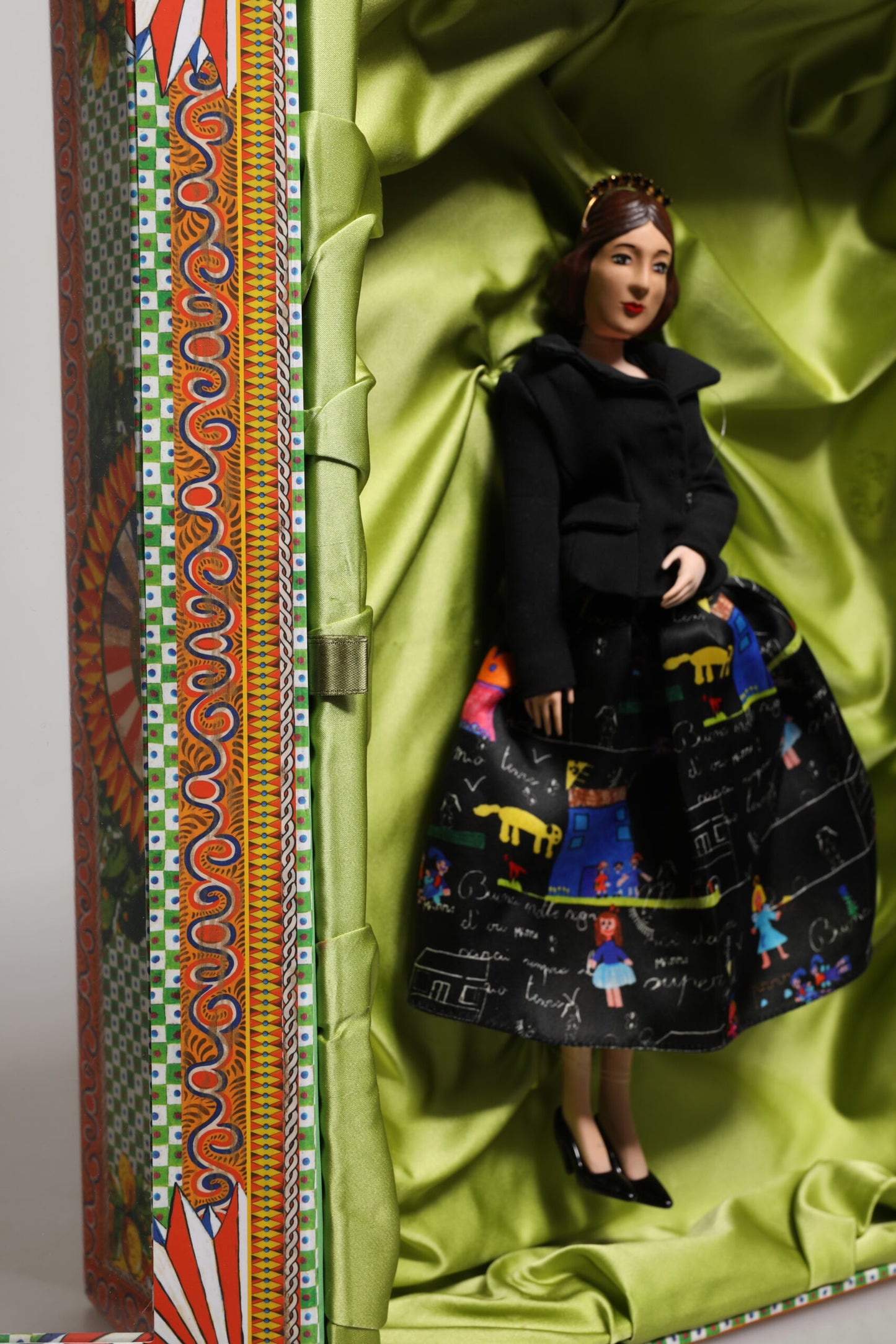 Dolce & Gabbana Black Dress Ceramic Porcelain Fashion Leather Sicily Dolls