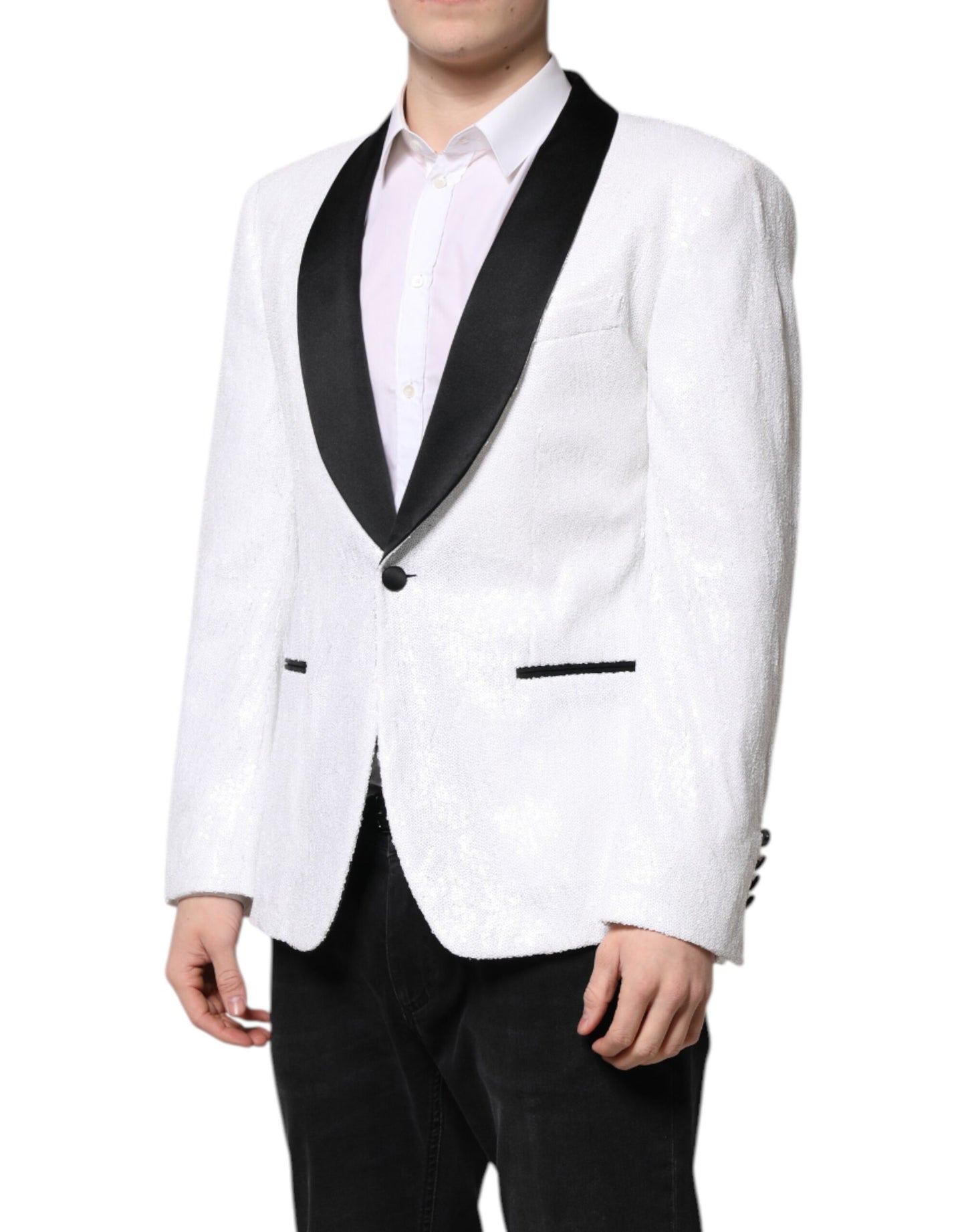 Blazer abrigo cruzado de nailon blanco Dolce & Gabbana