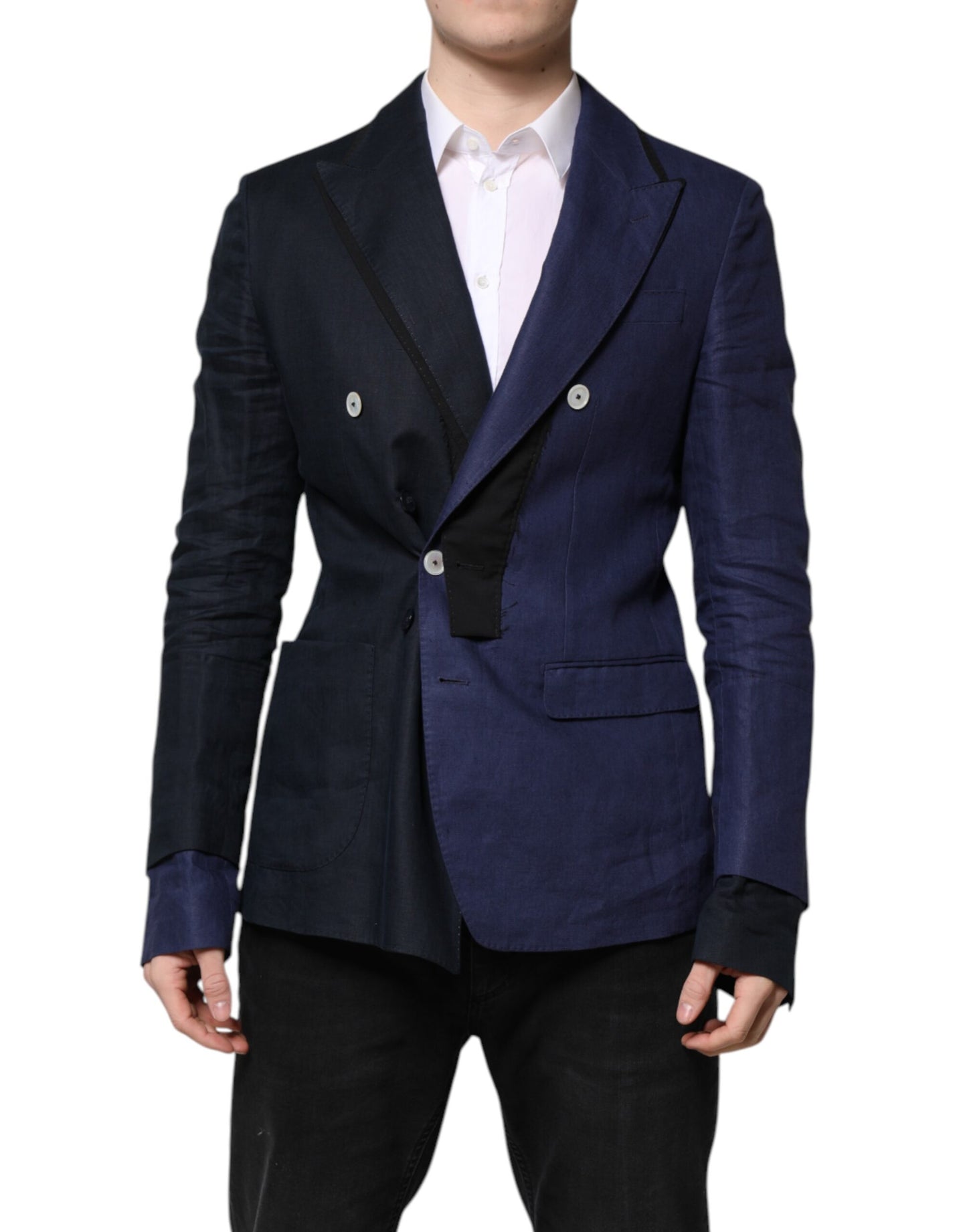Chaqueta de traje cruzada azul marino Dolce & Gabbana