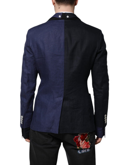 Chaqueta de traje cruzada azul marino Dolce & Gabbana
