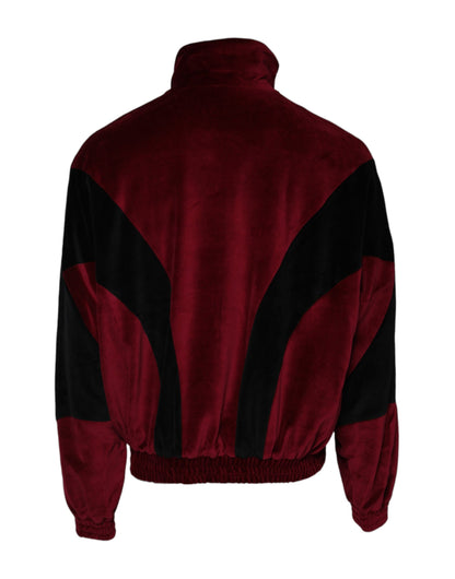 Chaqueta bomber con cremallera completa, de algodón rojo y negro con logo, de Dolce & Gabbana