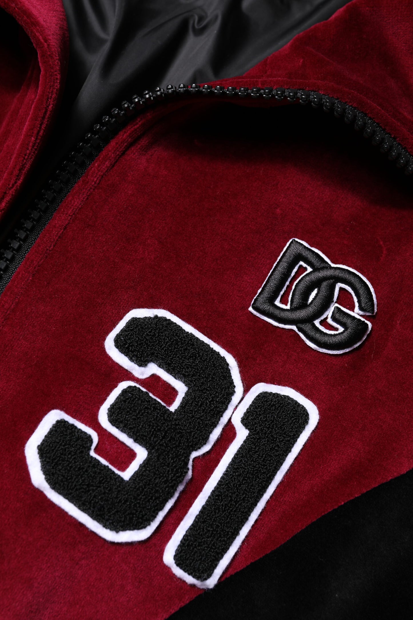 Chaqueta bomber con cremallera completa, de algodón rojo y negro con logo, de Dolce & Gabbana