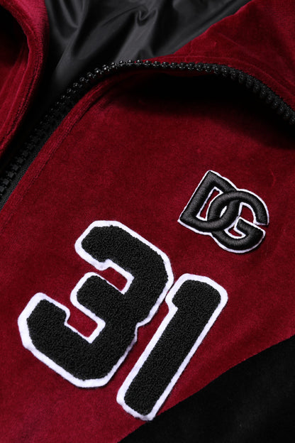 Chaqueta bomber con cremallera completa, de algodón rojo y negro con logo, de Dolce & Gabbana