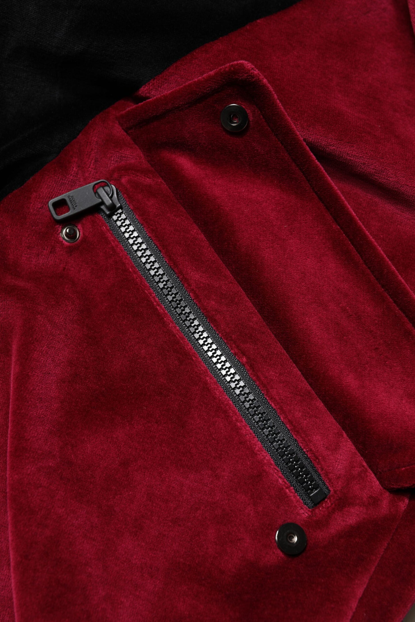 Chaqueta bomber con cremallera completa, de algodón rojo y negro con logo, de Dolce & Gabbana