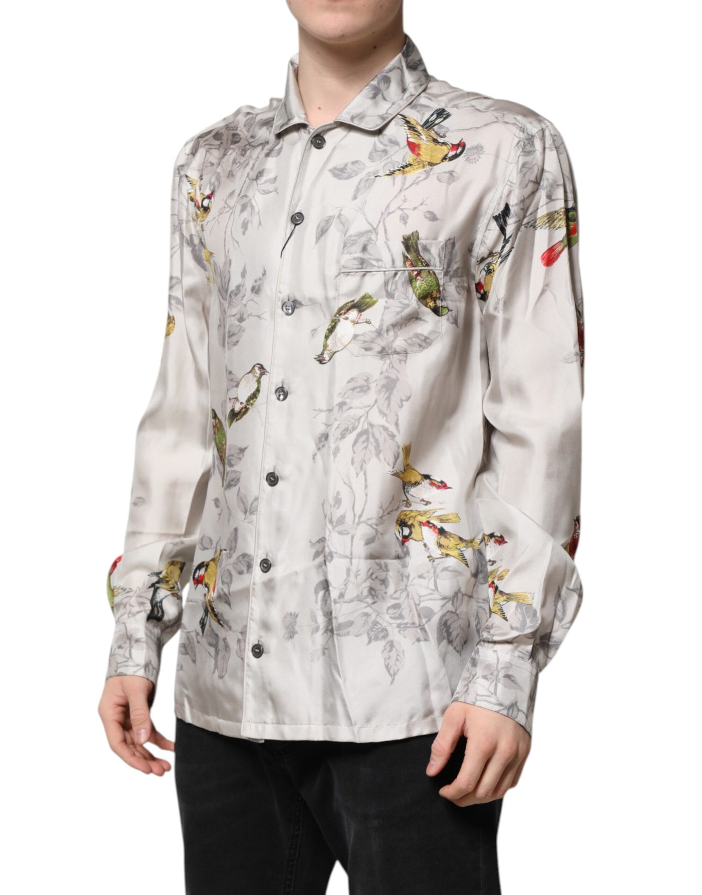 Chemise boutonnée en soie imprimée multicolore Dolce & Gabbana