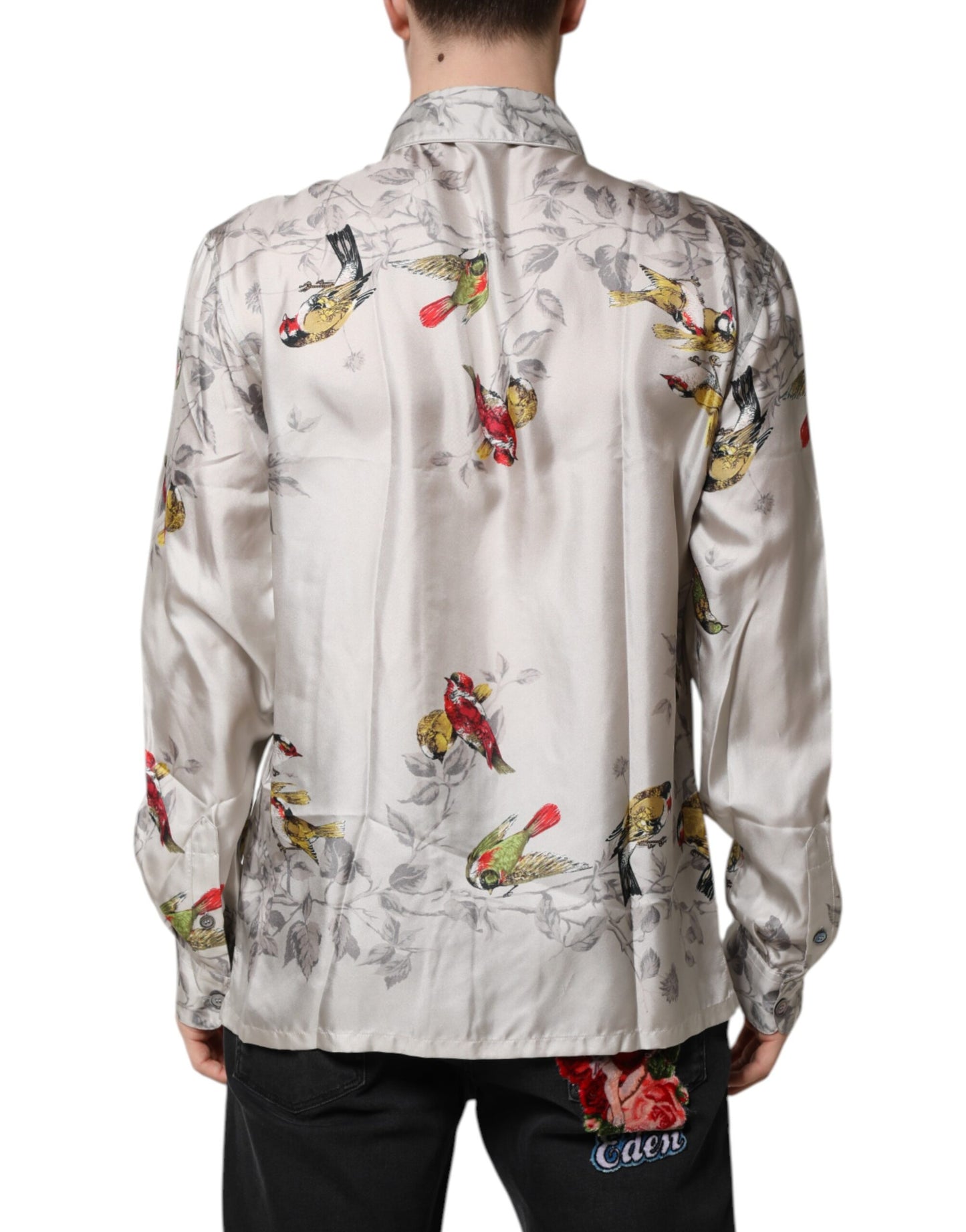 Chemise boutonnée en soie imprimée multicolore Dolce & Gabbana