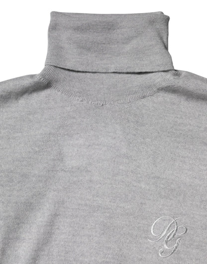 Pull-over Dolce & Gabbana en laine tricotée grise pour homme