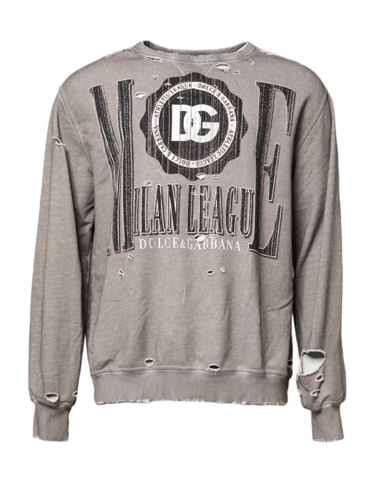 Sudadera de cuello redondo con estampado del logo en color gris de Dolce & Gabbana