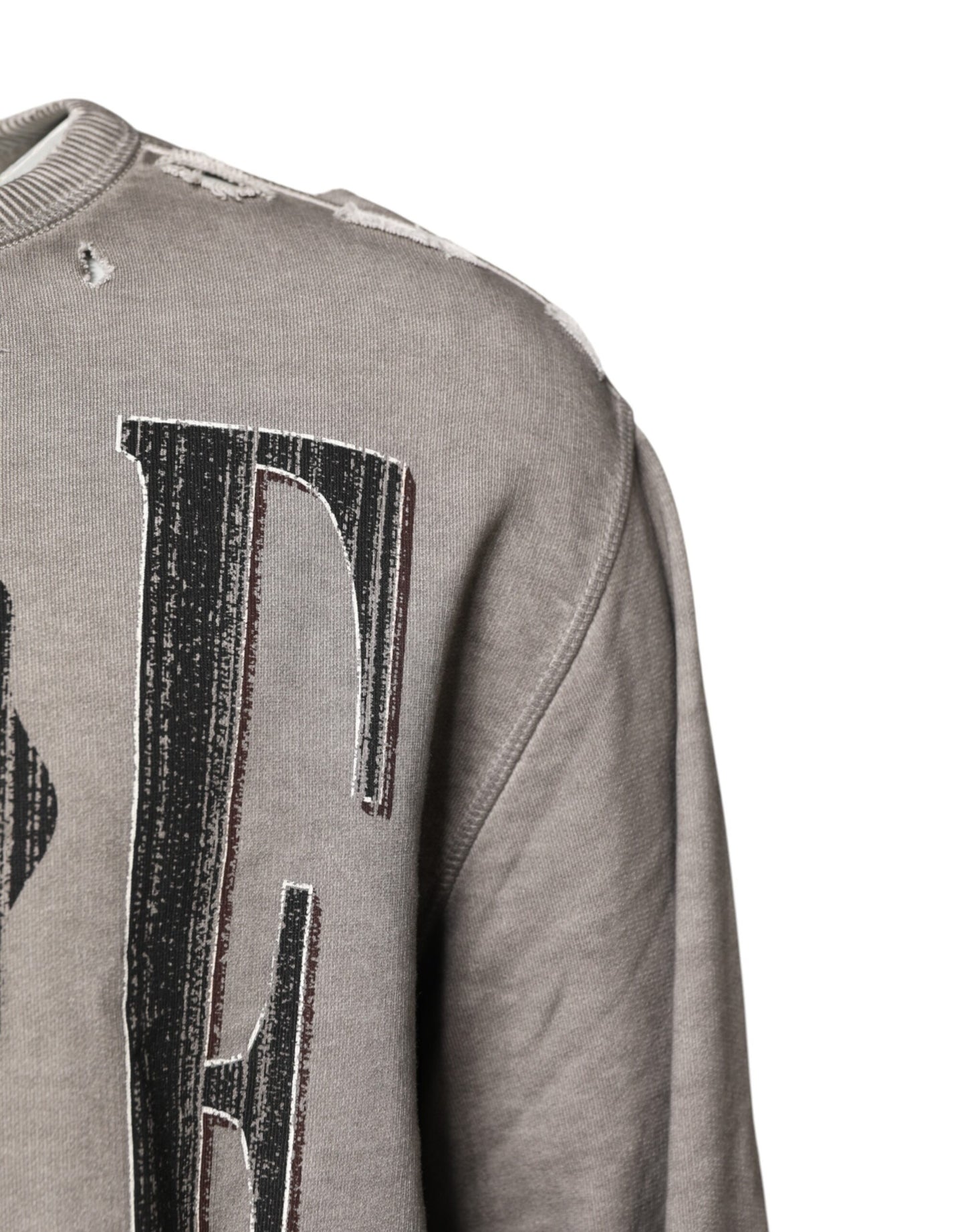 Sudadera de cuello redondo con estampado del logo en color gris de Dolce & Gabbana