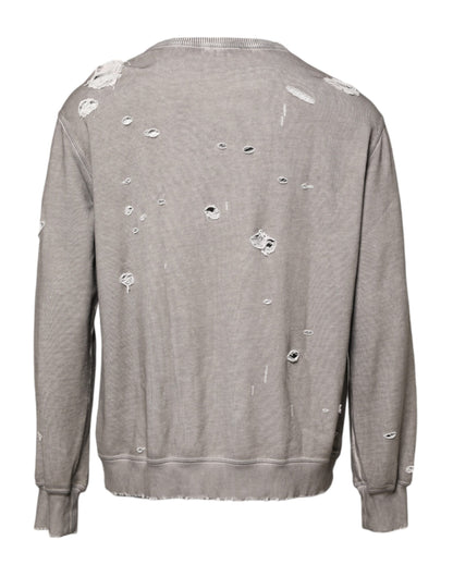Sudadera de cuello redondo con estampado del logo en color gris de Dolce & Gabbana