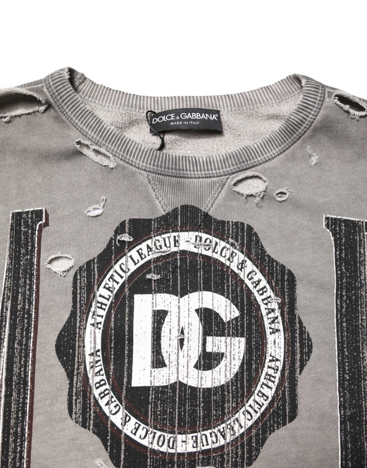 Sudadera de cuello redondo con estampado del logo en color gris de Dolce & Gabbana