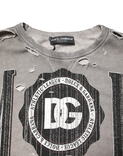 Sudadera de cuello redondo con estampado del logo en color gris de Dolce & Gabbana