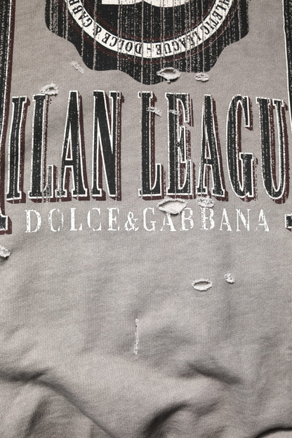Sudadera de cuello redondo con estampado del logo en color gris de Dolce & Gabbana