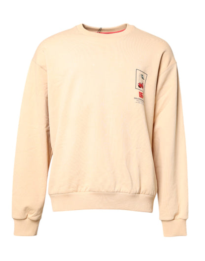 Pull col rond Dolce & Gabbana beige à imprimé cerises
