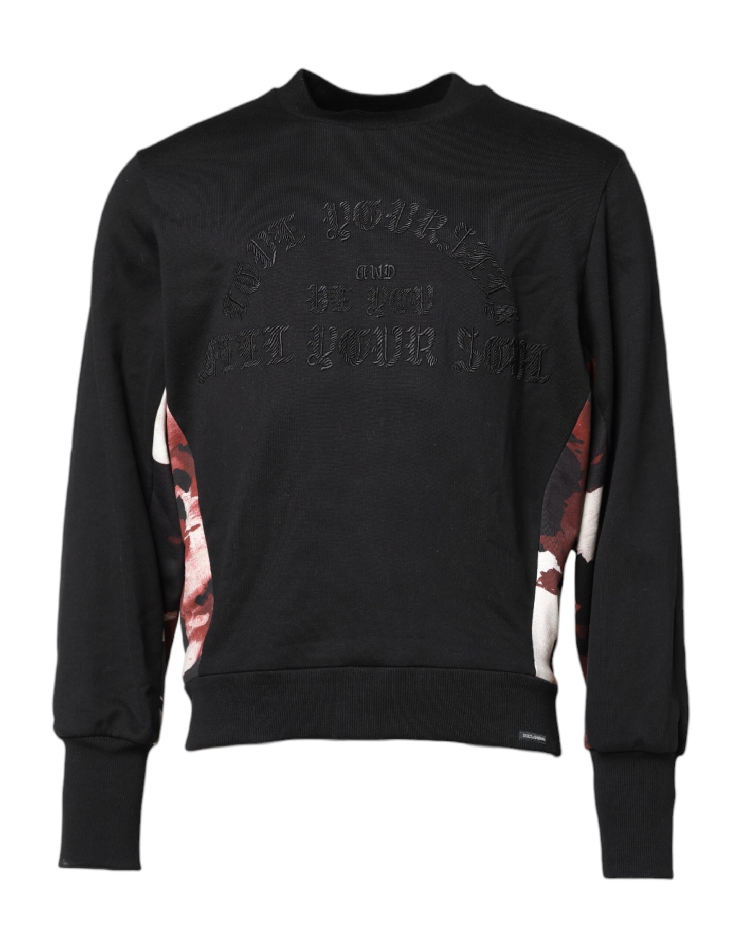 Pull Dolce & Gabbana noir à col rond et brodé