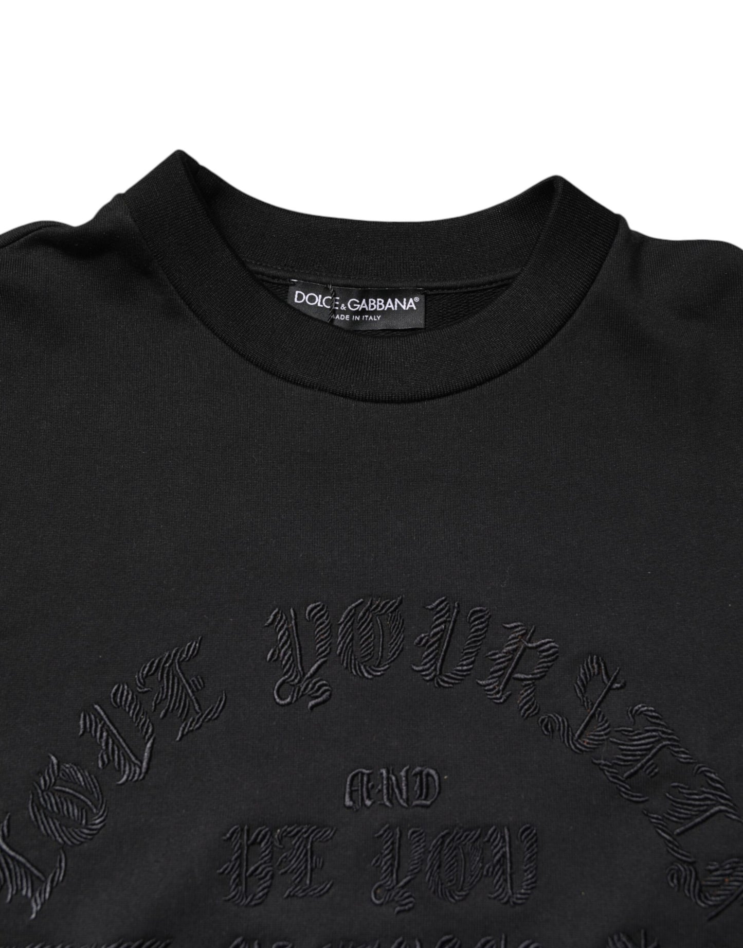 Pull Dolce & Gabbana noir à col rond et brodé