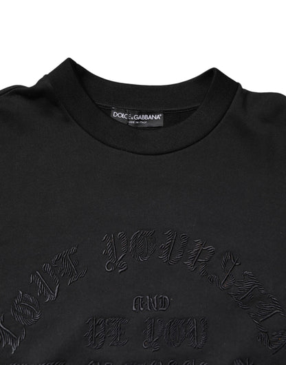 Pull Dolce & Gabbana noir à col rond et brodé