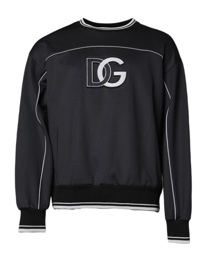 Sudadera de hombre Dolce & Gabbana de poliéster negro con logo y cuello redondo