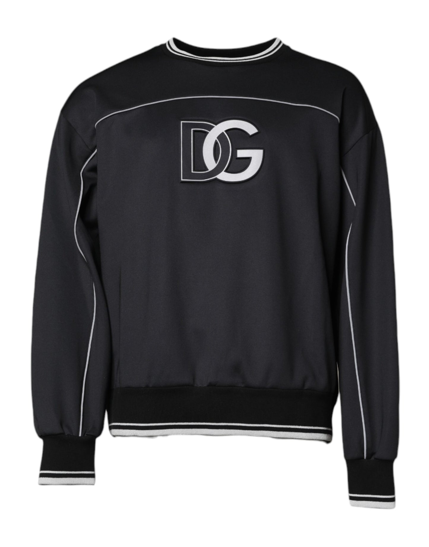 Sudadera de hombre Dolce & Gabbana de poliéster negro con logo y cuello redondo