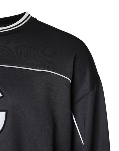 Sudadera de hombre Dolce & Gabbana de poliéster negro con logo y cuello redondo