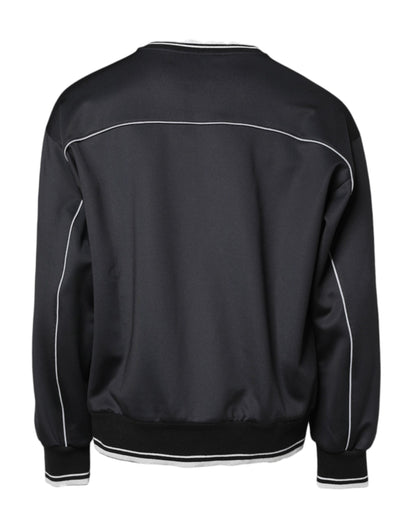 Sudadera de hombre Dolce & Gabbana de poliéster negro con logo y cuello redondo