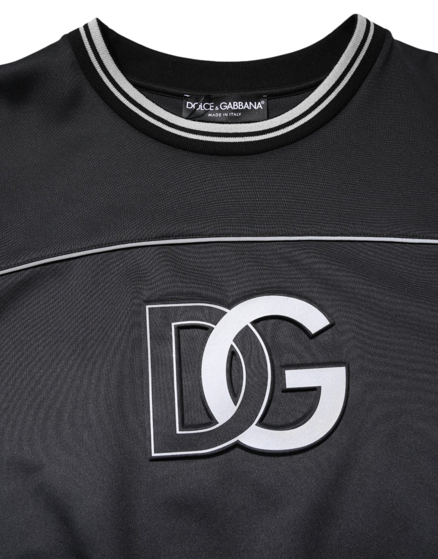 Sudadera de hombre Dolce & Gabbana de poliéster negro con logo y cuello redondo