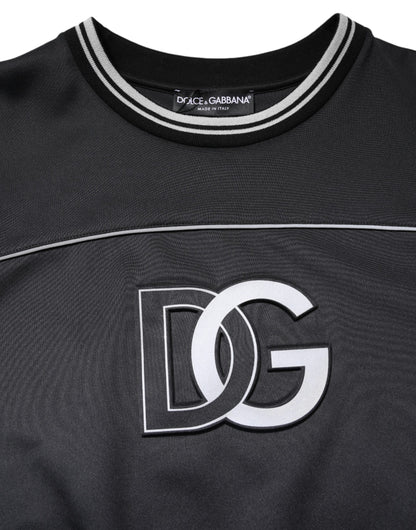 Sudadera de hombre Dolce & Gabbana de poliéster negro con logo y cuello redondo