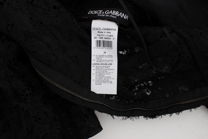 Robe longue de soirée fourreau Dolce & Gabbana en dentelle florale noire