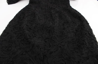 Robe longue de soirée fourreau Dolce & Gabbana en dentelle florale noire